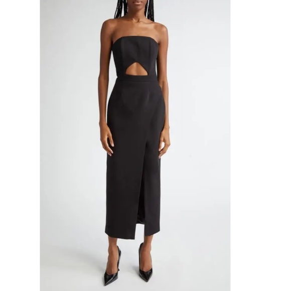 NEW ISRAELLA KOBLA Black IMAN Strapless CUTOUT Boning COCKTAIL Midi DRESS 10 - Picture 10 of 15